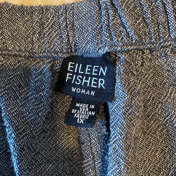 Eileen Fisher (2) Pc. Linen Blend V-neck Top Pants Set Slate Grey Size 1X - Picture 9 of 9